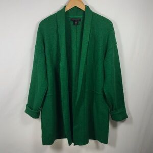 TAHARI Open Sweater Jacket Christmas Green Wool Blend Open Kelly Green  Medium